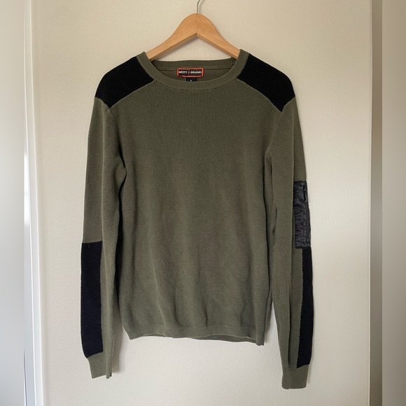 Mott & Grand Crew Knit Long Sleeve Sweater Men's S Green - Picture 1 of 4